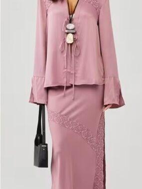Free People Lucia Tie Top & Maxi Skirt Set